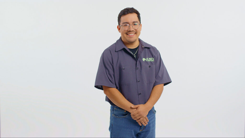 Studio portrait — Angel Campos, 3DP Technician I / Shipping & Receiving Specialist.