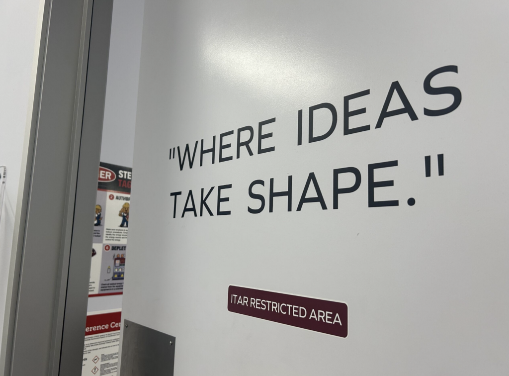 Door at A3D manufacturing shop